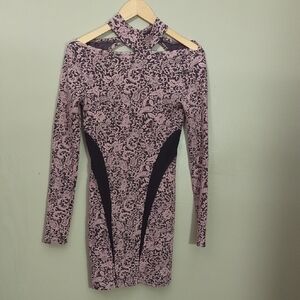 Elegant Pink and Black Patterned Dress